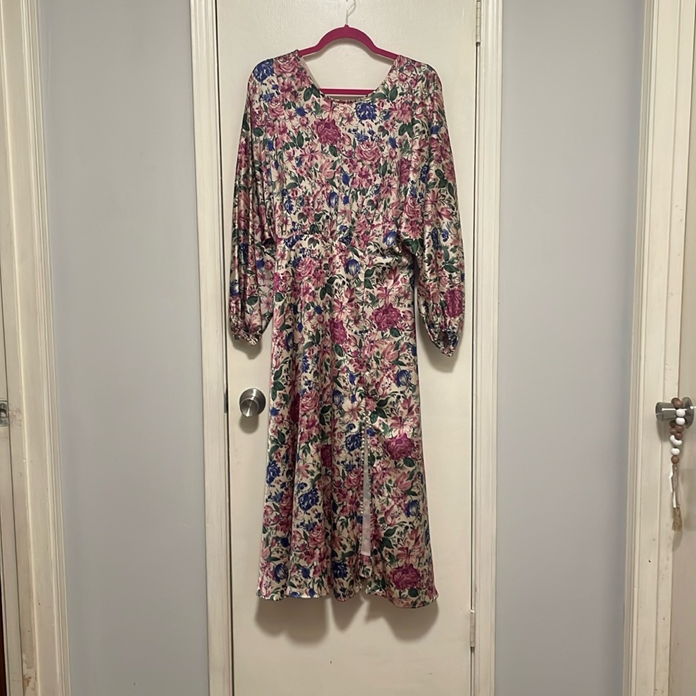Mid length floral dress with front slit
